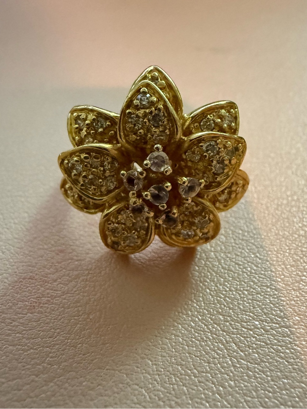 Gold Floral Cluster Ring with Pavé Accents
